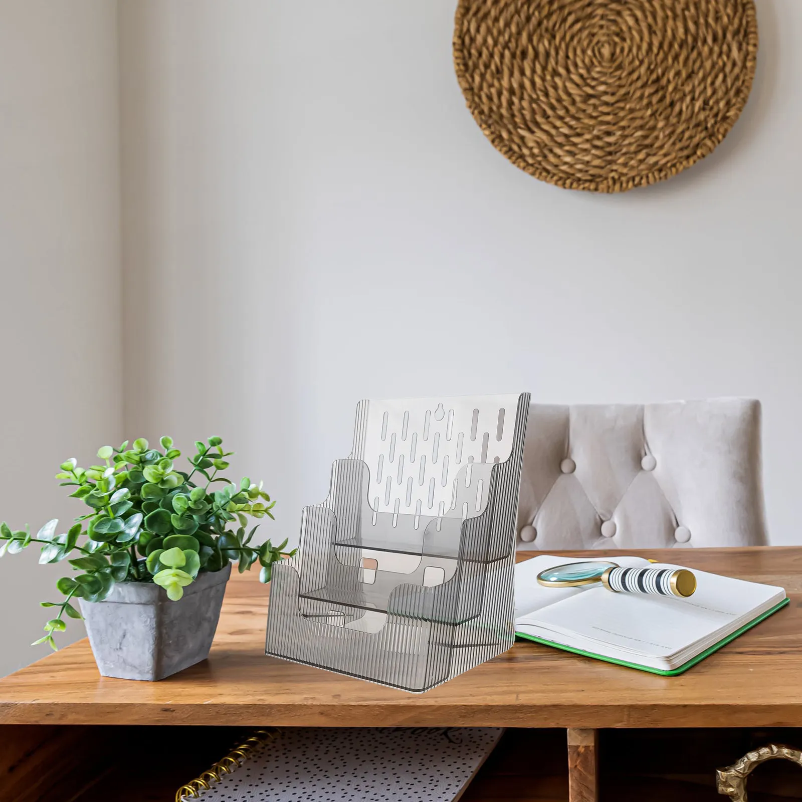 

1 шт. Прозрачный многоуровневый настольный органайзер для документов, брошюр, журналов, акриловая подставка для хранения документов, подставка для папок