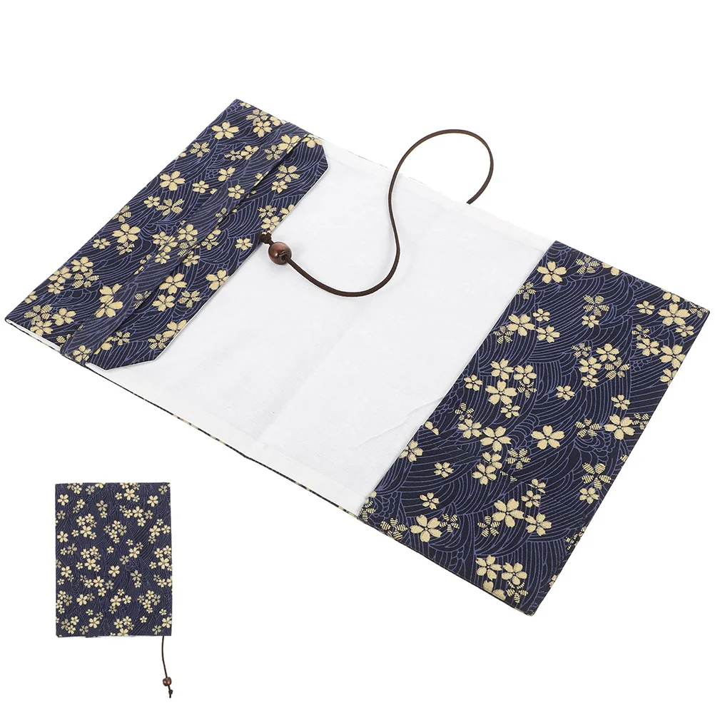 Paperbacks Book Cover Protector for School Stylish Cloth Sleeve Student Navy Fabric