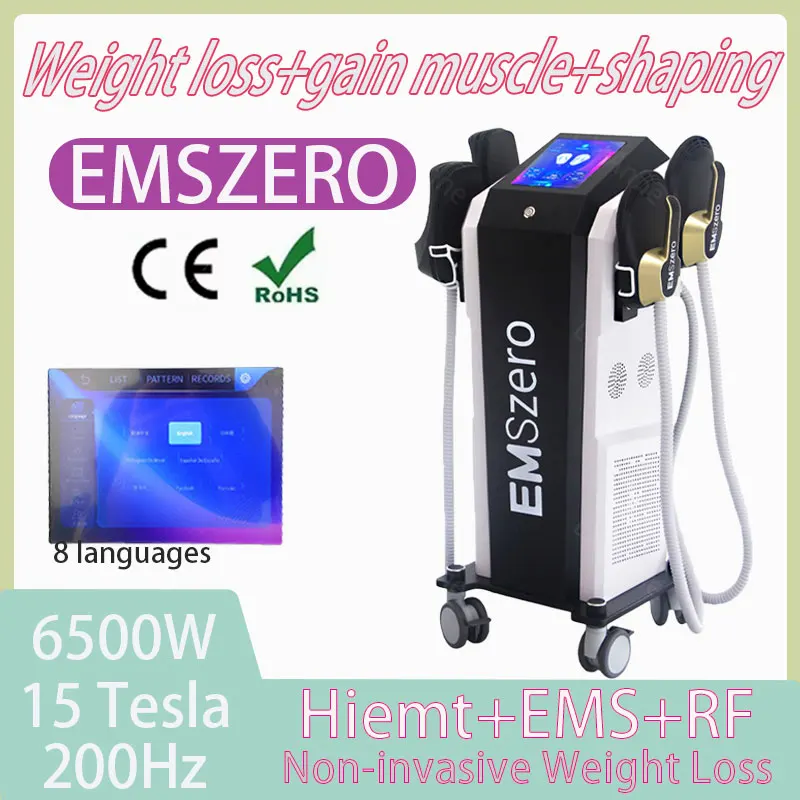 

EMS muscle stimulator shaping machine EMSZERO 6500W 15 Tesla RF technology degreasing shaping machine factory direct sales