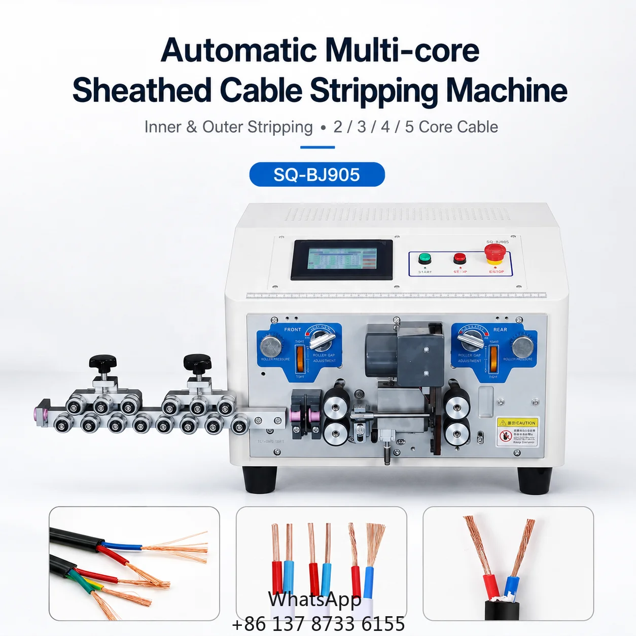Automatic Multi-core Sheathed Cable Stripping Machine 6mm OD 2/3/4/5 Cores Wire Harness Processing Tool Qilin SQ-BJ905 0.01mm