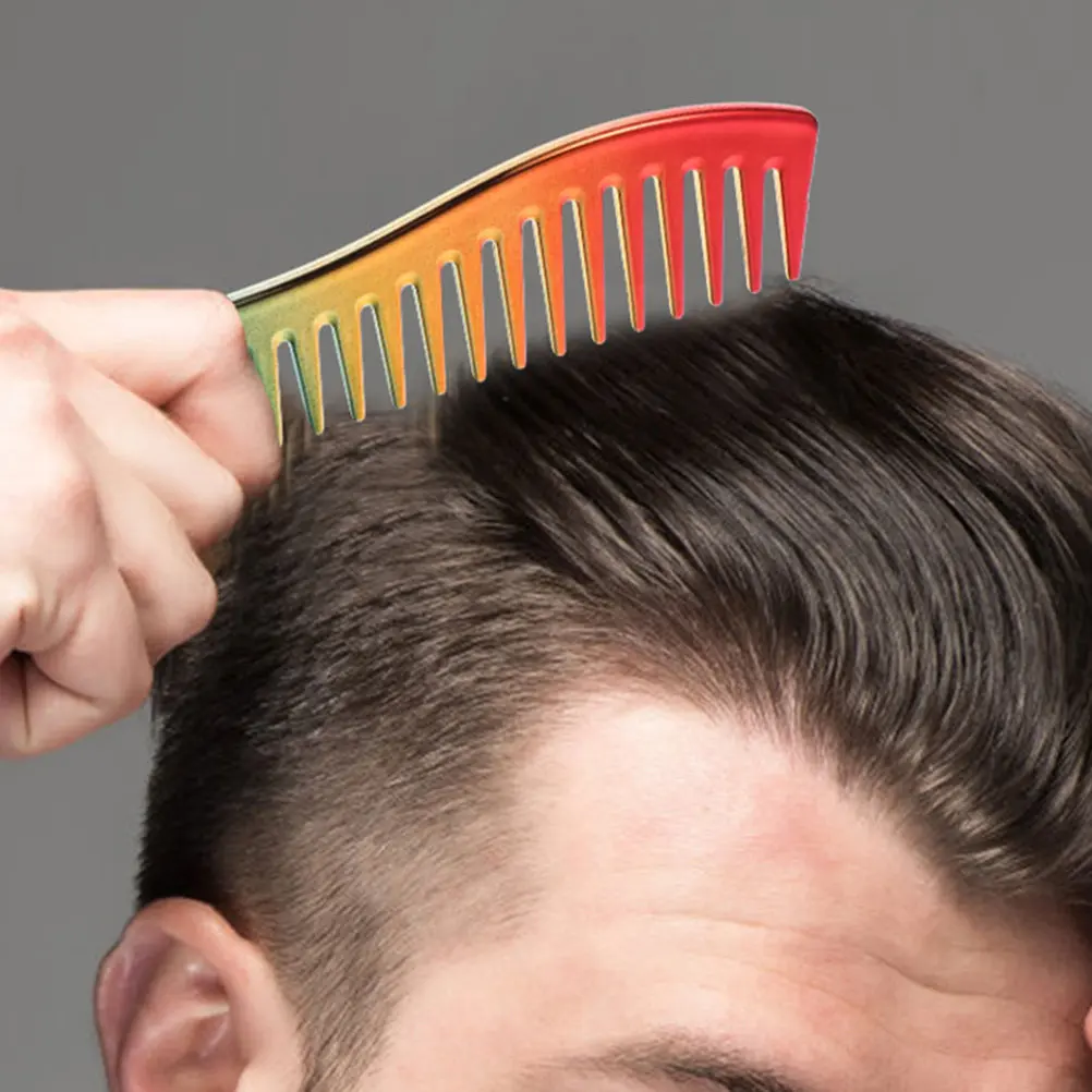 

2Pcs Professional Barber Hair Comb Set ABS Curved Detangling Combs for Men Wet Dry Styling Mustache Beard Cutting Coloring