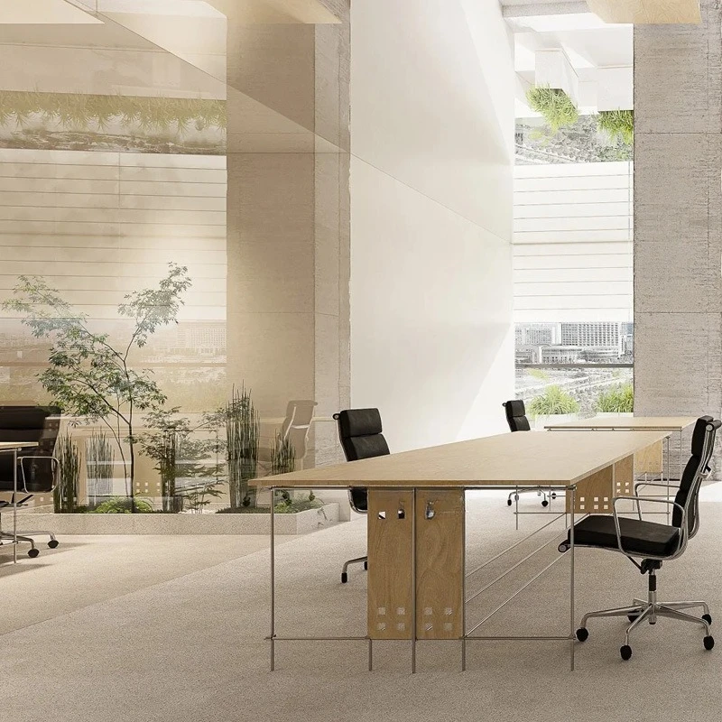 البتولا المحيط لوحة الفولاذ المقاوم للصدأ طاولة المؤتمرات طاولة طويلة بسيطة الحديثة المحور البصري مكتب ثقب لوحة مكتب مكتب الكمبيوتر #2