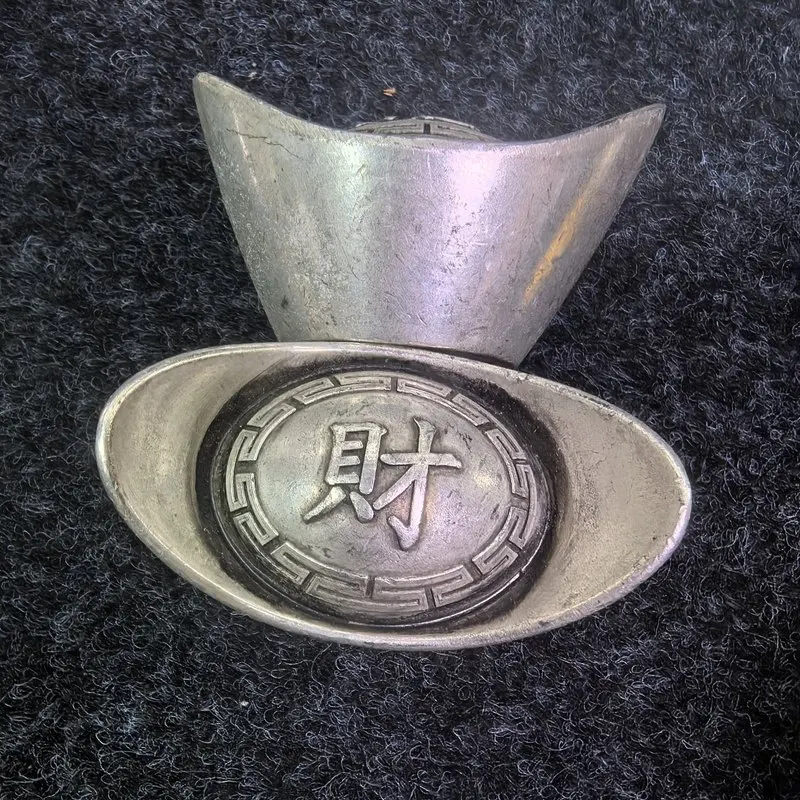 Antique-style alloy crafts, -plated solid , Qing Dynasty treasury silver ingots, featuring the characters for “Happi