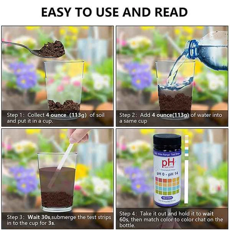 Tiras De Teste De PH Do Solo, testador De Solo, testador De Plantas, tiras De Teste De PH, 0-14 PH, 100 Tiras