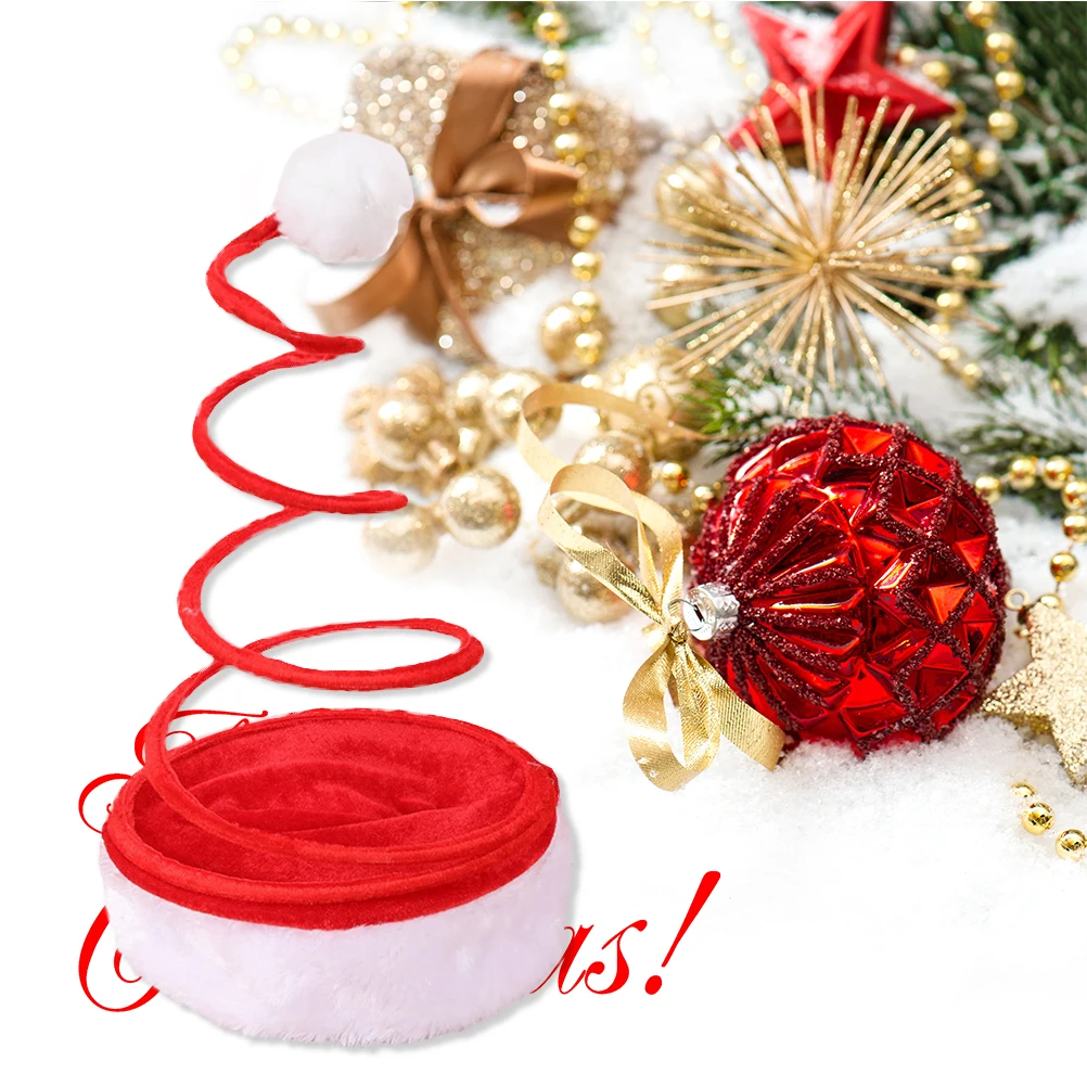 

Christmas Santa Hat Red Coiled Novelty Spiral Brim Pom Pom Decorative Party Favors Costume Accessory Photo Props For Men Women