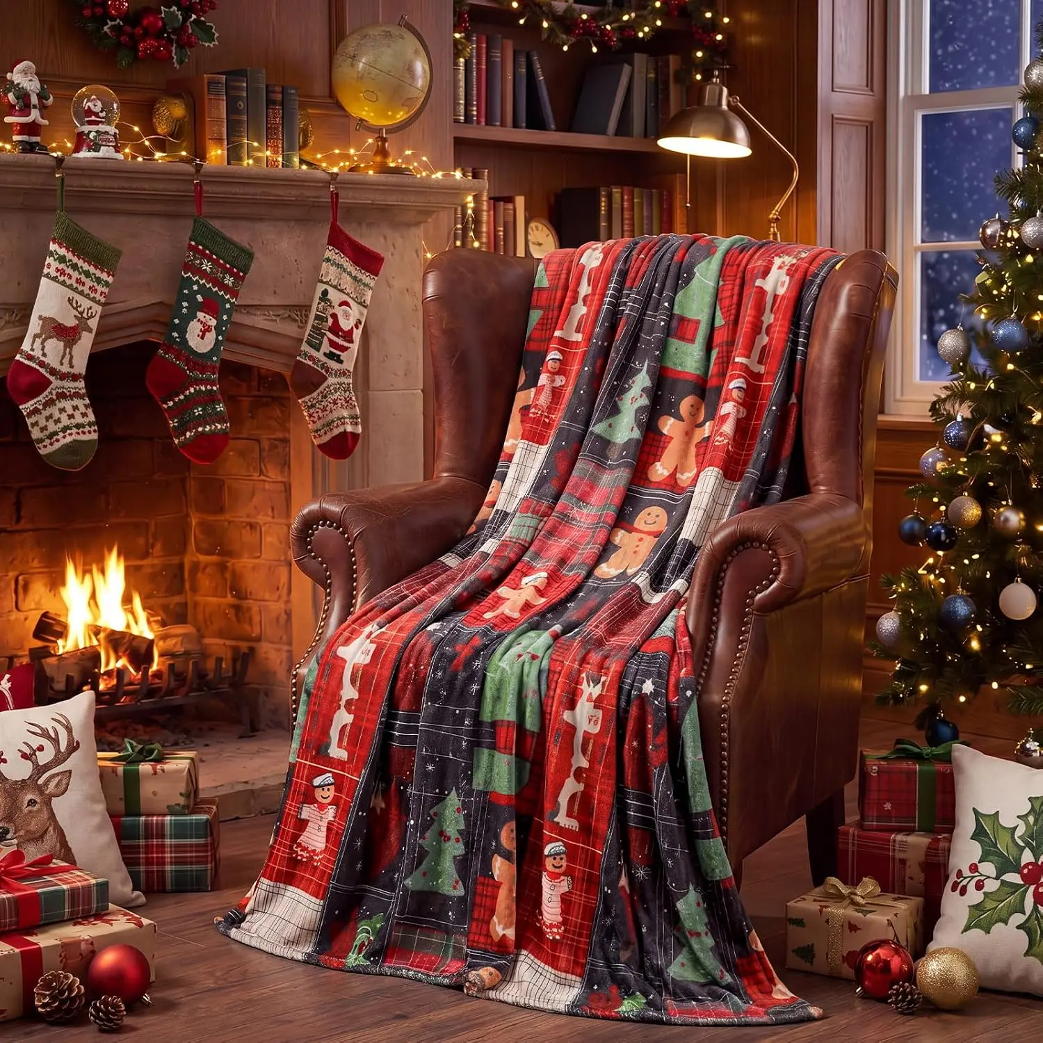 Merry Christmas Flannel Blanket Santa Claus Lovely Snowman Printed Throw Blanket Home Office Heartfelt Gift for Sis Bro Son Dau