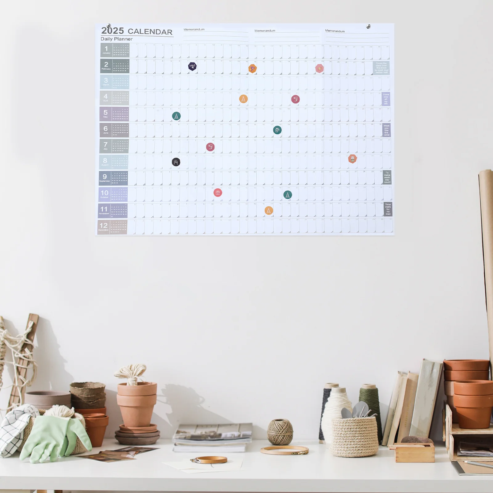 2025 Wall Calendar Annual Schedule English Schedules Desk Paper Daily Planning Planner Hanging for Home Office