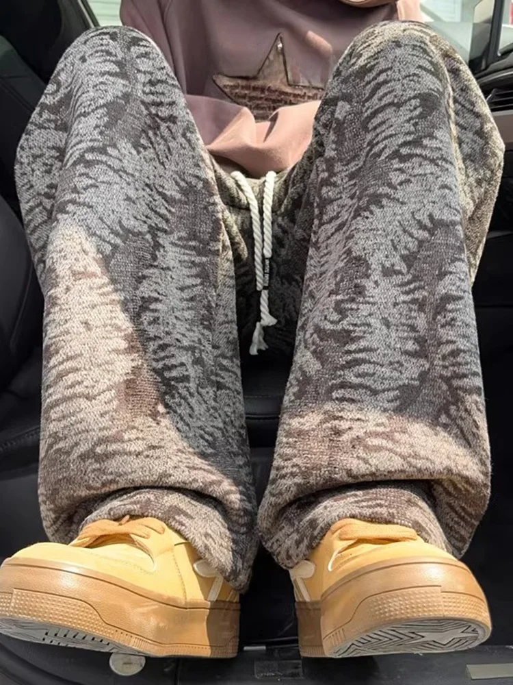 

Модные мужские брюки с эффектом окрашивания, прямые свободные повседневные брюки в американском ретро-стиле, весенне-осенние, стильные