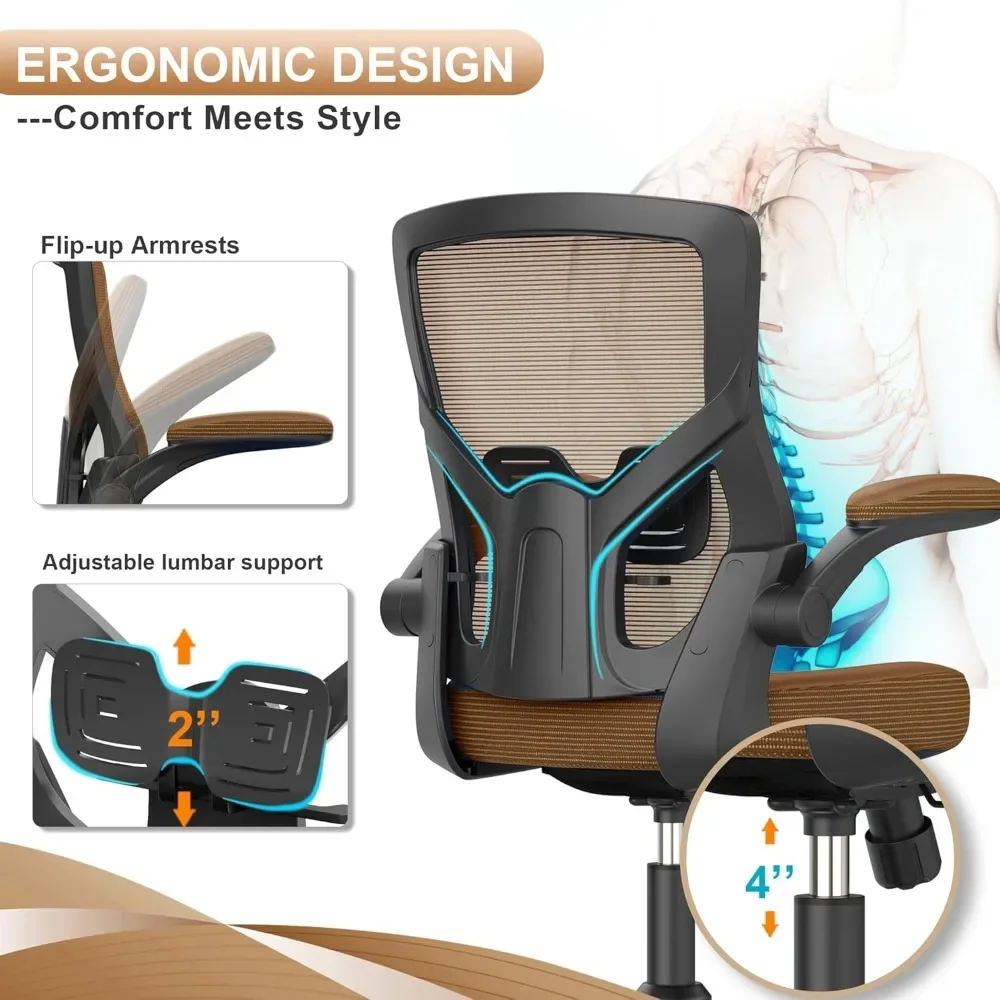 Altura ajustável Cadeira do escritório, encosto alto Desk Chair, design ergonômico, cadeira do computador doméstico