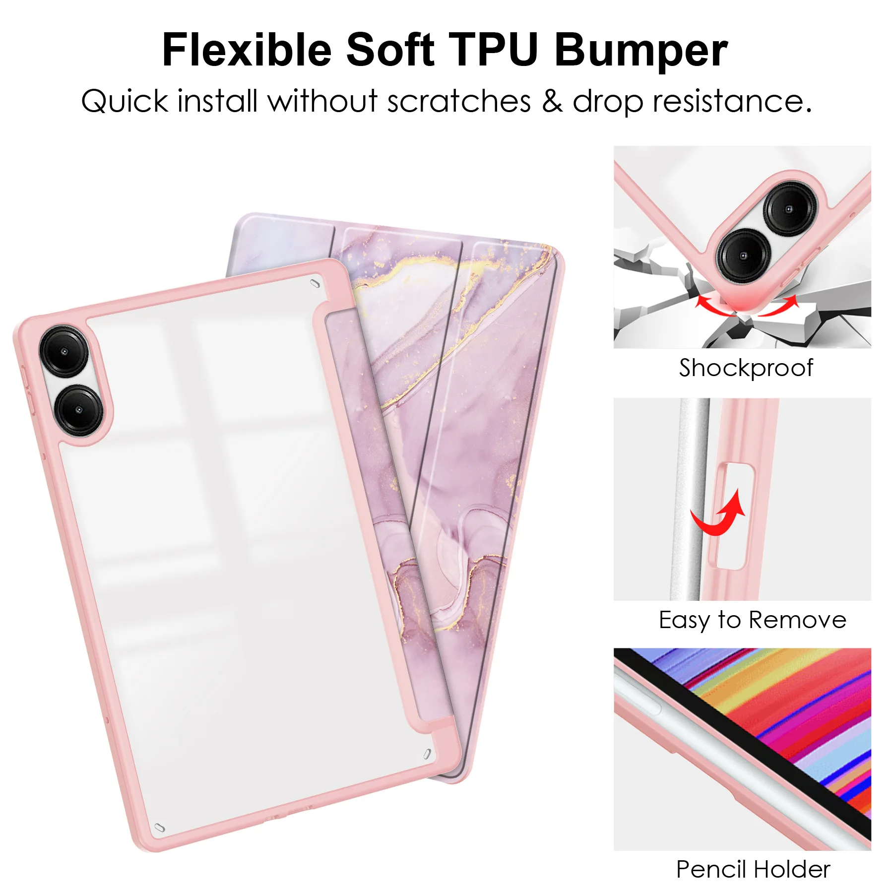 Für Xiaomi Poco Pad Redmi Pad Pro 12.1 Hülle Acryl Dreifach Faltbarer Ständer Stifthalter Stoßfeste Abdeckung – Detail 5