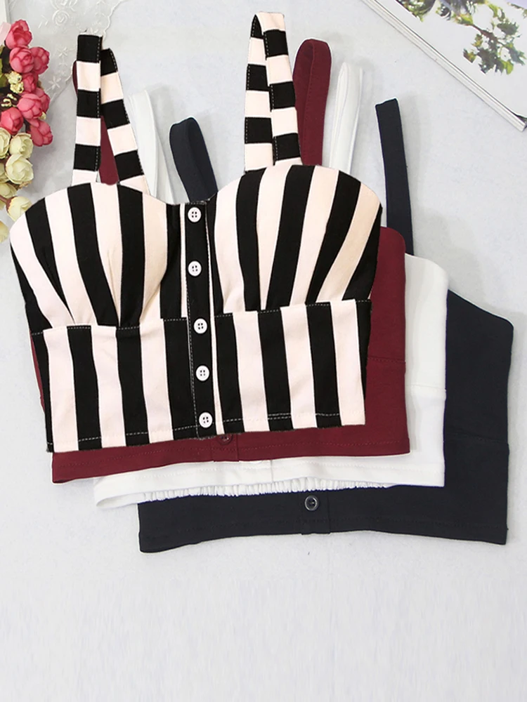 gkfnmt Crop Top  Women Camis Halter Top Women Camisole 2023 Summer Sexy Sleeveless Slim Low Chest Button Big Size 3XL Clothing