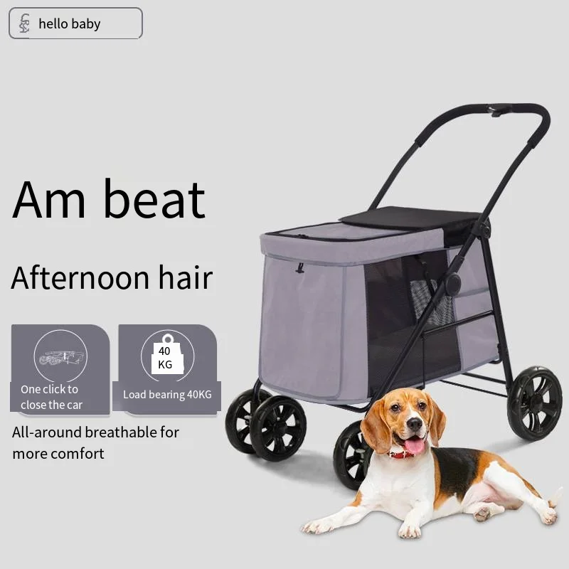 

2025 New Large Dog Outdoor Pet Cart Universal Large Dog Pet Cat Cart Foldable High Quality Stroller for Dog Dog Stroller
