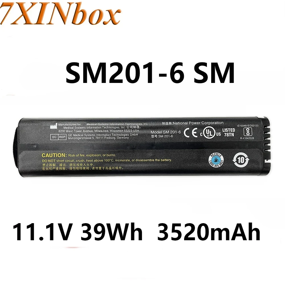 

7XINbox SM201-6 SM 201-6 11.1V 39Wh Original Battery For GE DASH 3000 4000 5000 B20 B30 B40 B20I B30I B40I Anritsu MT9083 Series