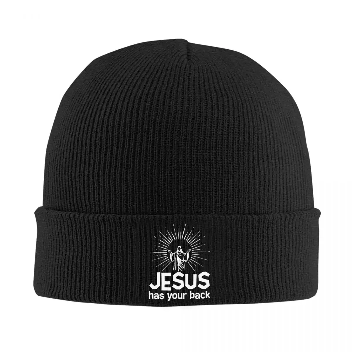 Jesus Has Your Back Christian Hats Autumn Winter Beanies Baggy Caps Unisex Acrylic Knitted Hat