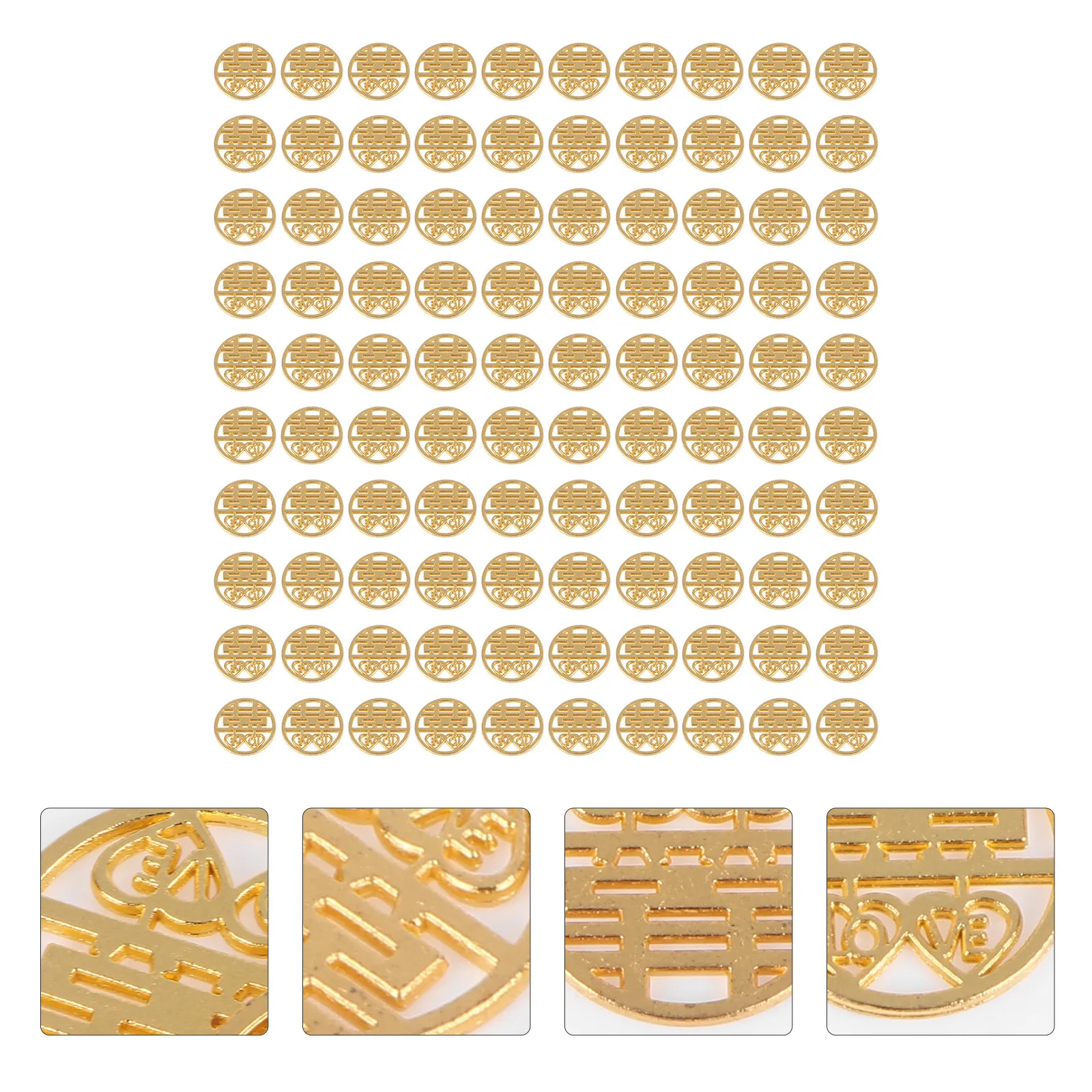 

100Pcs Double Happiness Pendant DIY Alloy Jewelry Accessory Wedding Party Decoration Fashionable Bridal Charm Gold Finish