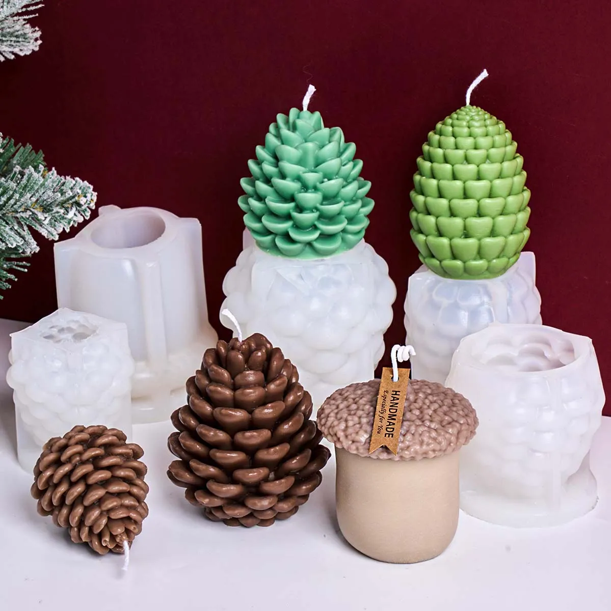 

DIY Pinecone Candle Silicone Hazelnut Mold Handmade Acorn Cup Scented Candle Resin Gypsum Mold Cake Baking Tool Xmas Home Decor