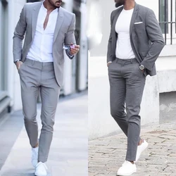 Fatos casuais masculinos de negócios slim fit, jaqueta e calça, fantasia de casamento, lapela de pico, 2023