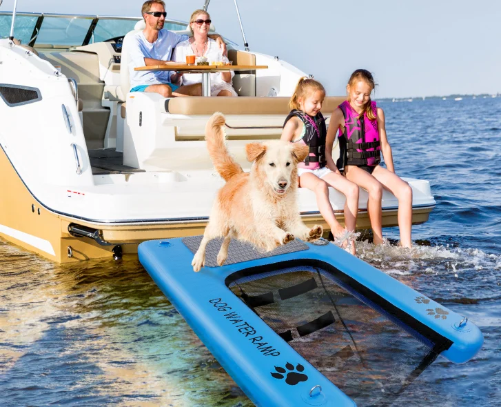 Large Water Ramp Dog Inflatable Pup Plank Dog Dock Pool Floating Boat With Ladder