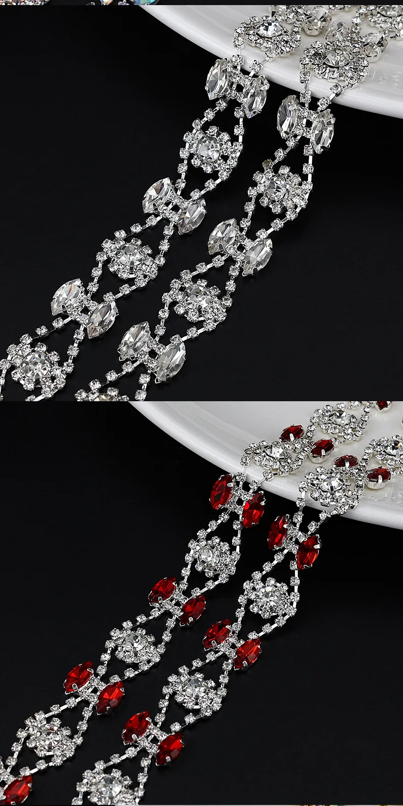10 Yards Strass Kette Trim Kristall Diamant Zubehör DIY Handwerk Glänzende Diamant Tasche Geschenk Party Dekoration Band – Detail 4