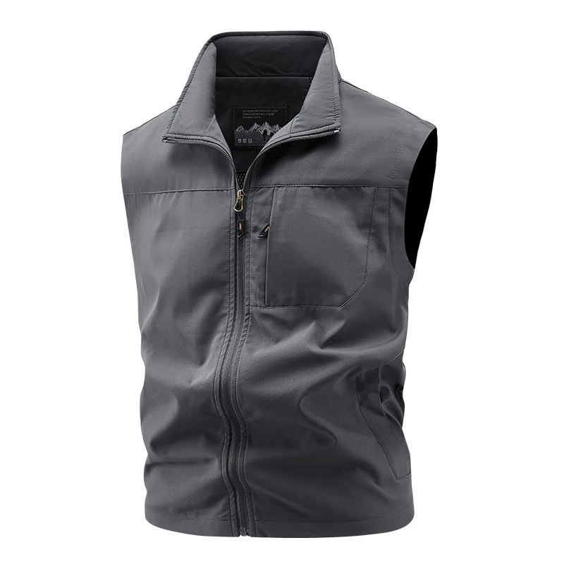Men Outdoor Cargo Breathable Sleeveless Vest Mens Tactic Casual Fish Vests Coats Man Pockets Sport Loose Cardigan Vest Waistcoat