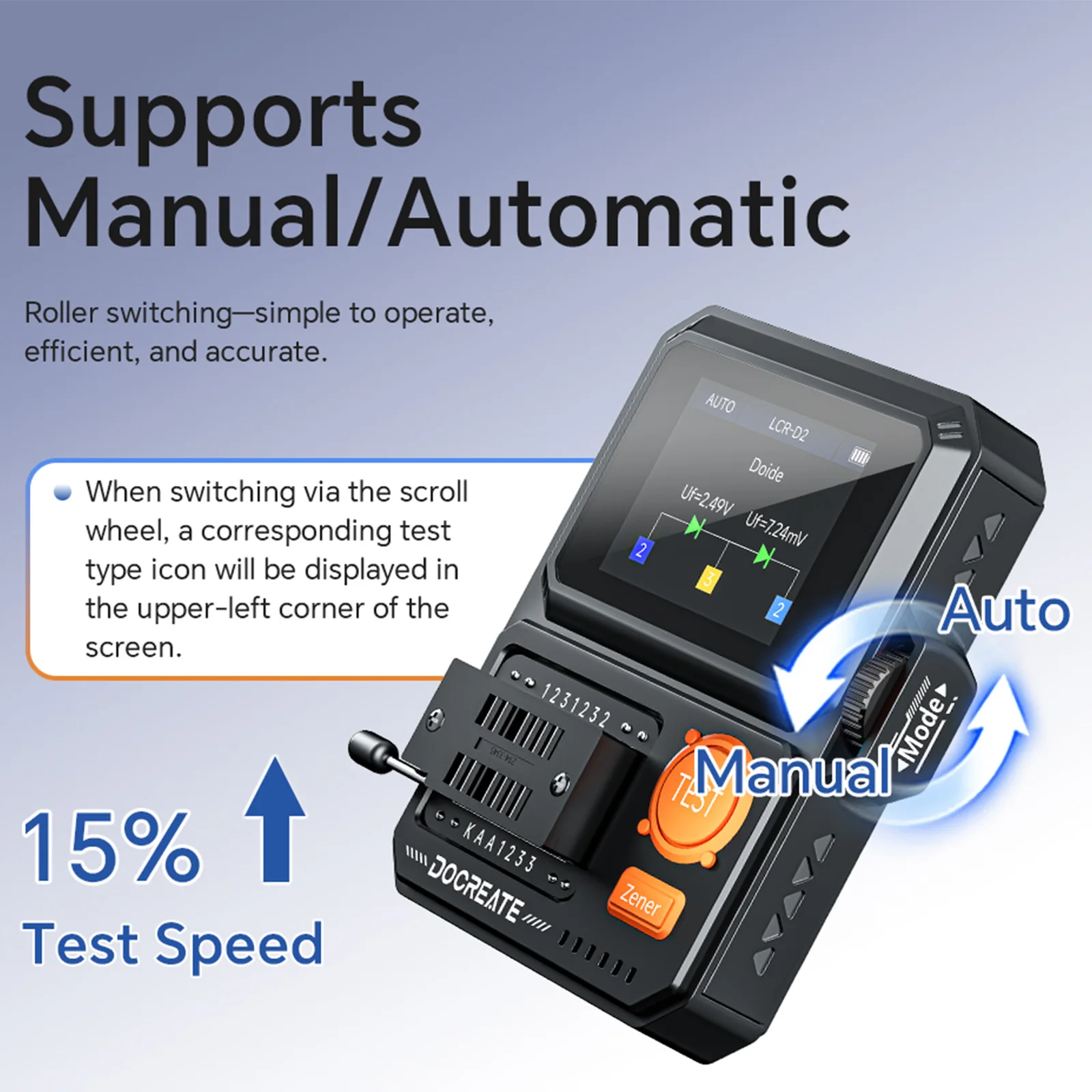 Intelligent Auto Recognition LCR Meter with IR Decoding Diode Capacitor Inductor Resistor SMD Meter 400mAh Multimeter Test Tool