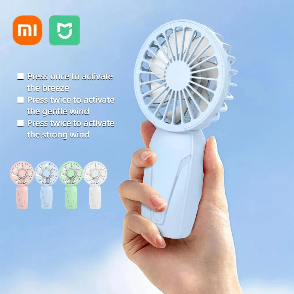 Летний модернизированный портативный вентилятор Xiaomi, 3-скоростной бесшумный мини-ручной вентилятор, перезаряжаемый через USB маленький вентилятор для детей, женщин, мужчин, путешествий на открытом воздухе