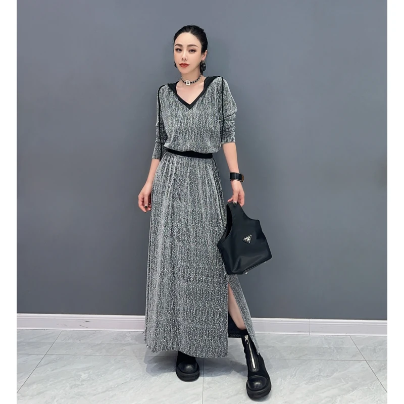 

SuperAen Spring/Summer 2024 New Women's Suit Hooded Long Sleeve T-shirt Loose Skirt Two Piece Set