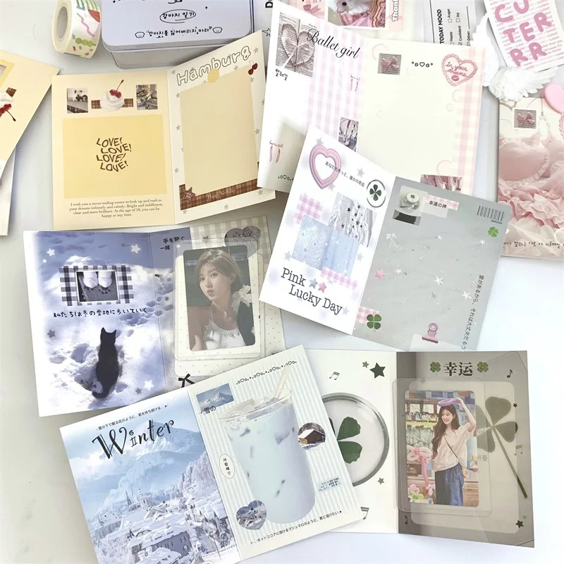 10pcs Fold Packing Material Card Set Delivery Message Card Gift Packaging Folding Greeting Card