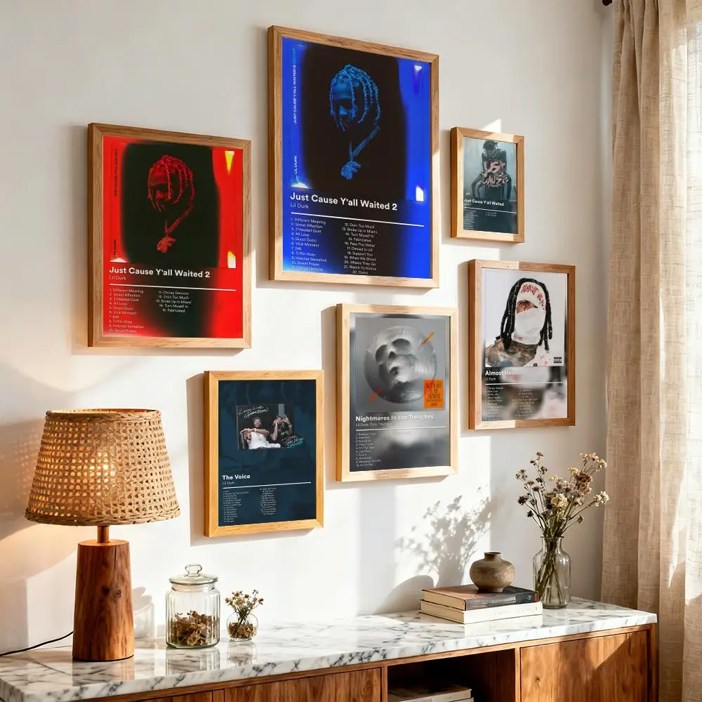Famous Rapper L-Lil Durk Poster Modern Minimalist Wall Art Prints for Bedroom Living Room Aesthetic Contemporary Decor Gift