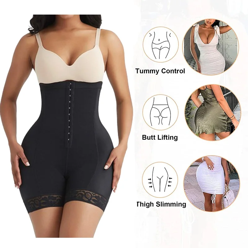 Strapless Padded Butt Lifter For Women High Waist Slimming Shapewear Eye N Hook Tummy Control Shaping Shorts Underwear
