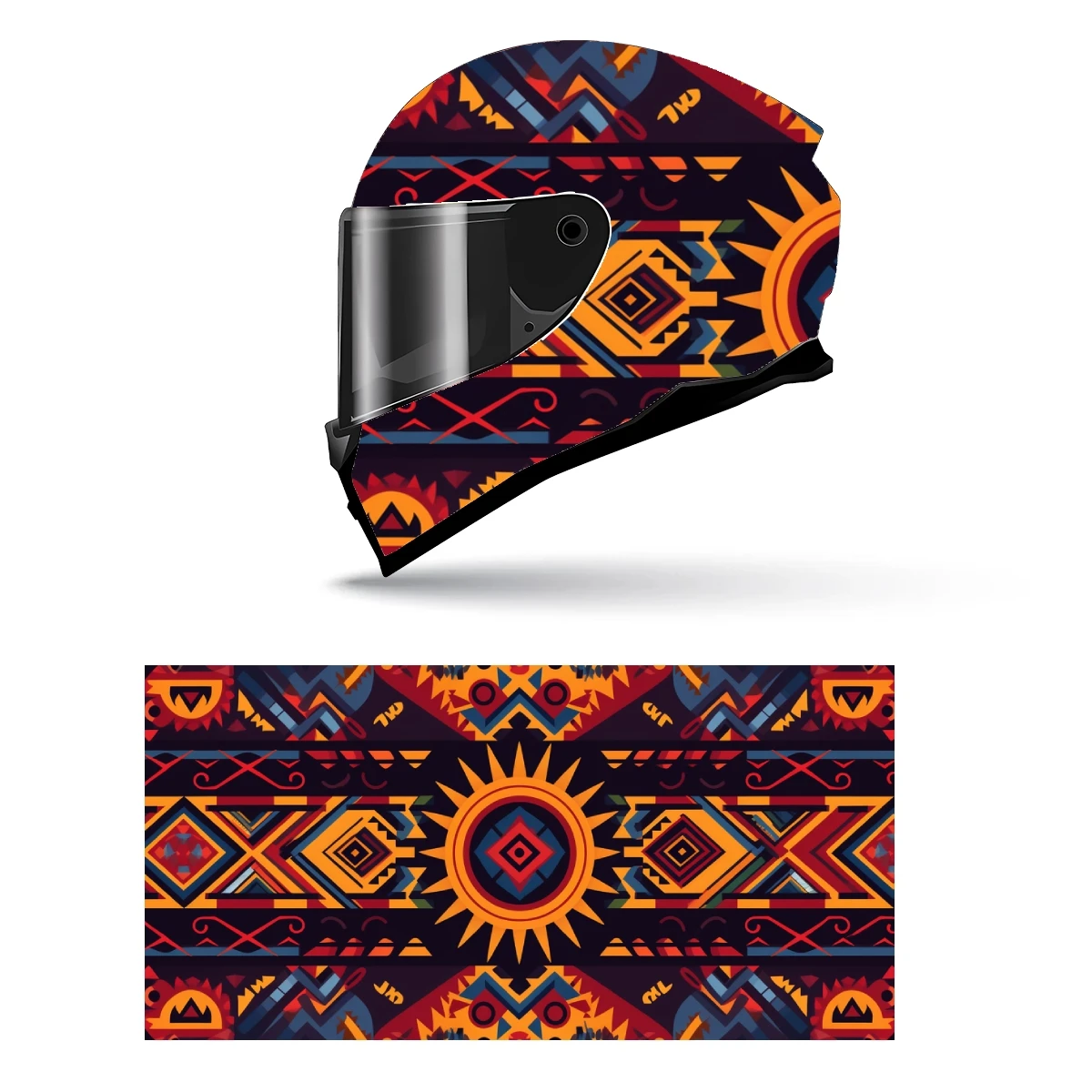 Aztec Tribal Pattern Full Helmet Wrap Sticker Motorcycle Helmet Racing Graphic Decal Vinyl Wrap Helmet Decorative Sticker