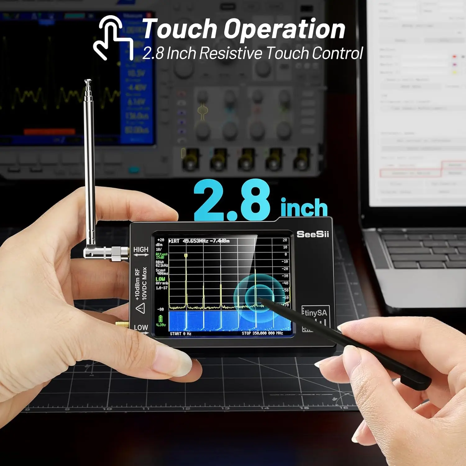 Draagbare TinySA spectrumanalysator Verbeterde V0.3.1 kleine frequentieanalysator 100 kHz tot 960 MHz MF/HF/VHF UHF-ingangssignaalgenerator