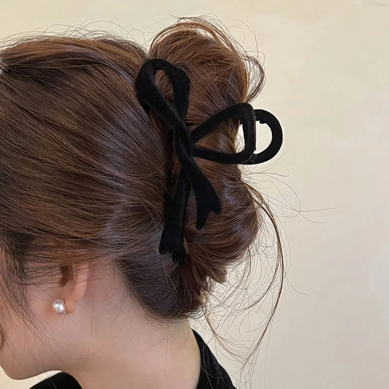 Velvet Bows Hair Claw Clip for Women Black Brown Hairpin Elegant Large Hair Clips Fashion Female Hair Accessories Girls Gift