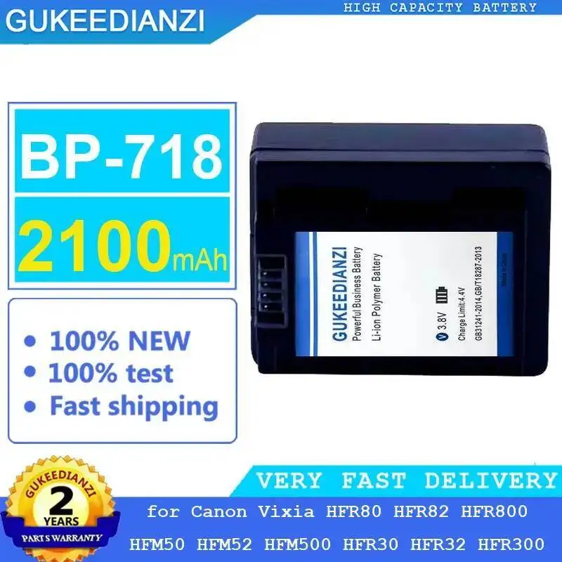 

Camera Battery BP-718 2100Mah For Canon Vixia HFR80 HFR82 HFR800 HFM50 HFM52 HFM500 HFR30 HFR32 HFR300
