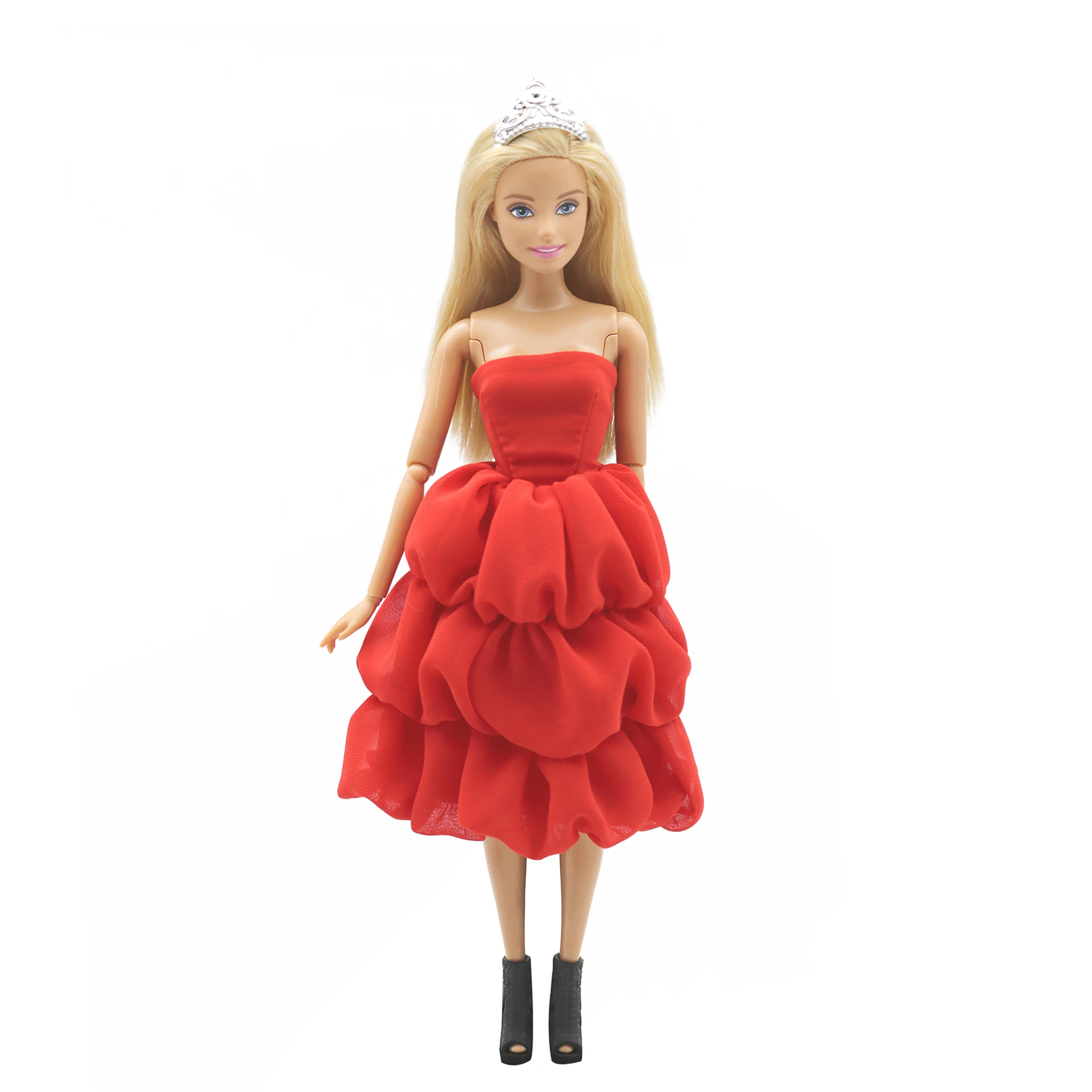 New 30cm 1/6  red chiffon multilayer Dress Daily Wear Accessories Clothes for Barbies doll