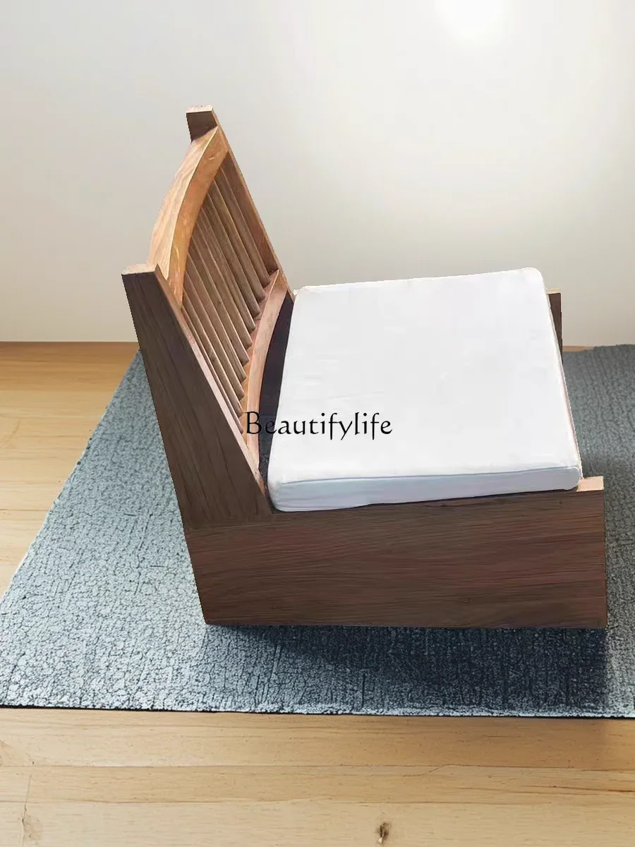 

yj9 Wabi-Sabi Style Old Elm Wood Backrest Leisure Chair All Solid Wood New Chinese Style Tatami Single Sofa Chair