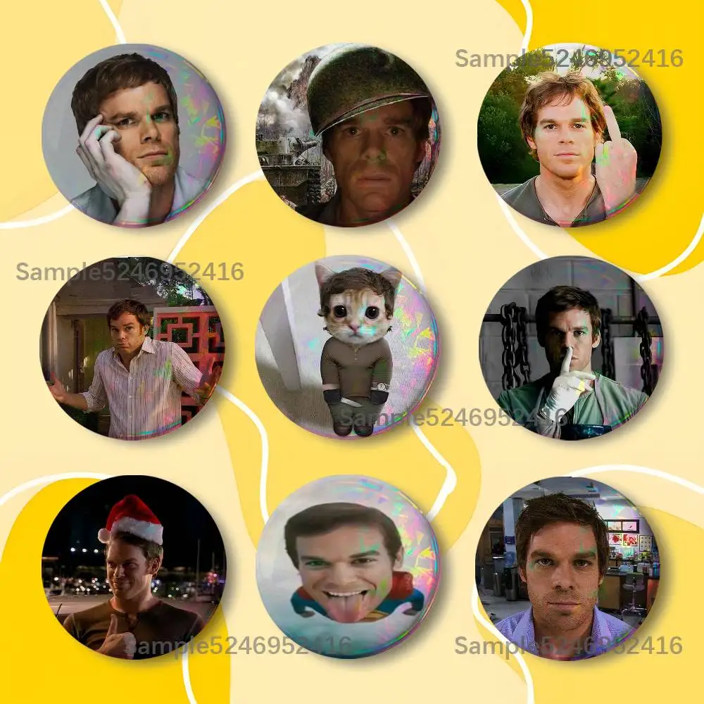 D-Dexter Morgan 25/32/44/58/75mm Round Creative Tinplate Figure Icon Badge Handmade Brooches for Backpack Clothes Decoration
