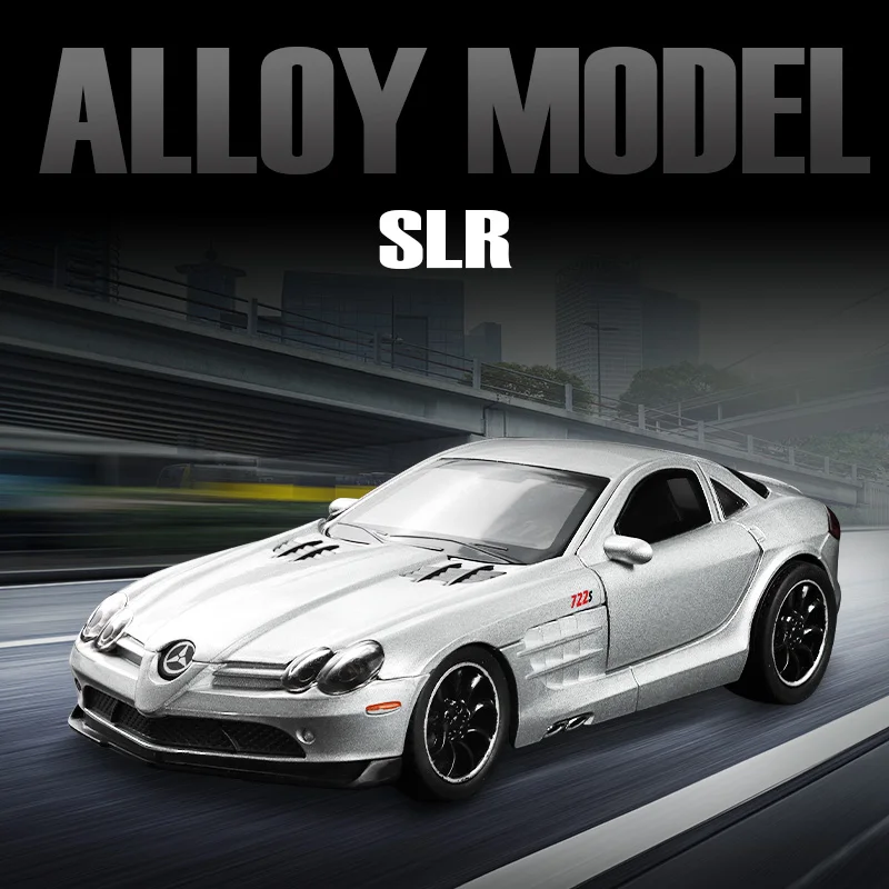 

Высококачественная 1:32 репродукция SLR, имитация металла, модель спортивного автомобиля, имеет звук и свет, коллекционная модель, игрушка для мальчика