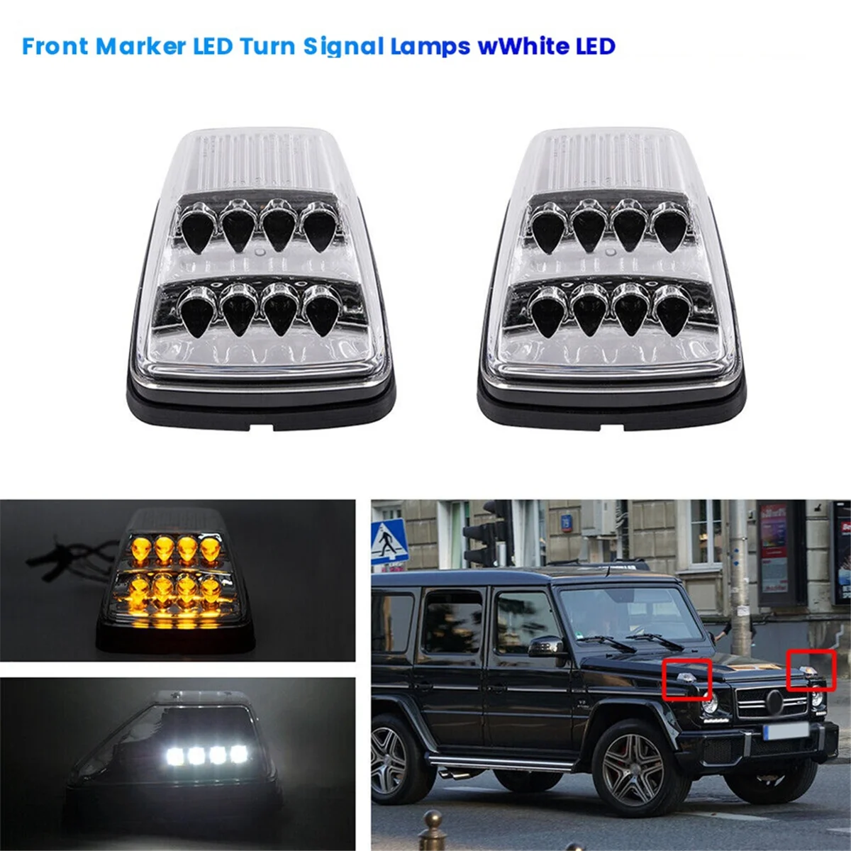 1Set Front Marker LED Turn Signal Lamps for Mercedes Benz G-Class W463 G500 G550 G55 G63 AMG 1990-2018 B