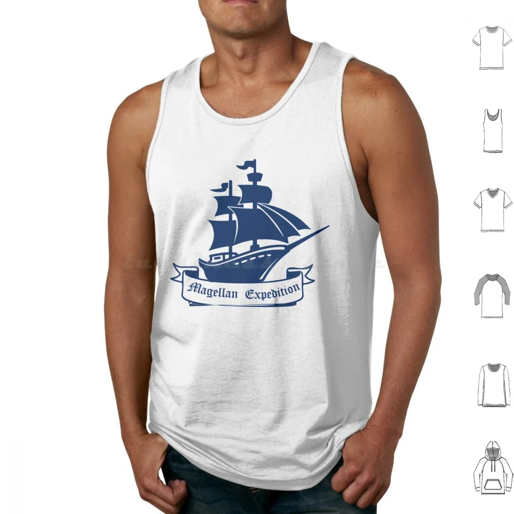 Magellan Expedition Tribute-Yatch Club World Camisetas sin mangas con estampado de algodón Magellan Expedition Tribute History Explorer Discovery