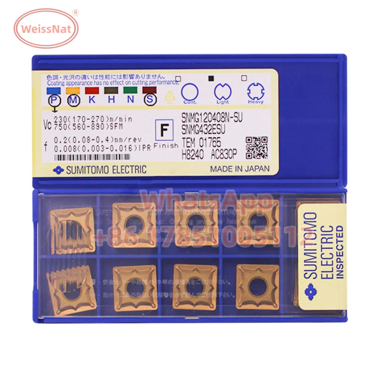 

Твердосплавные пластины SNMG120404N, SNMG120408N, SNMG120412N, SNMG150608N, SNMG150612N, SNMG190612N, AC820P, AC830P, AC8025P, AC8035P