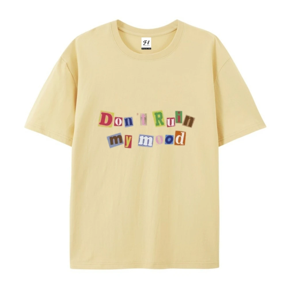 T-shirt graphique en coton, article de mode d'été, adapté au Style minimaliste avec des imprimés d'art en ligne tendance, tissu en coton Simple et avancé