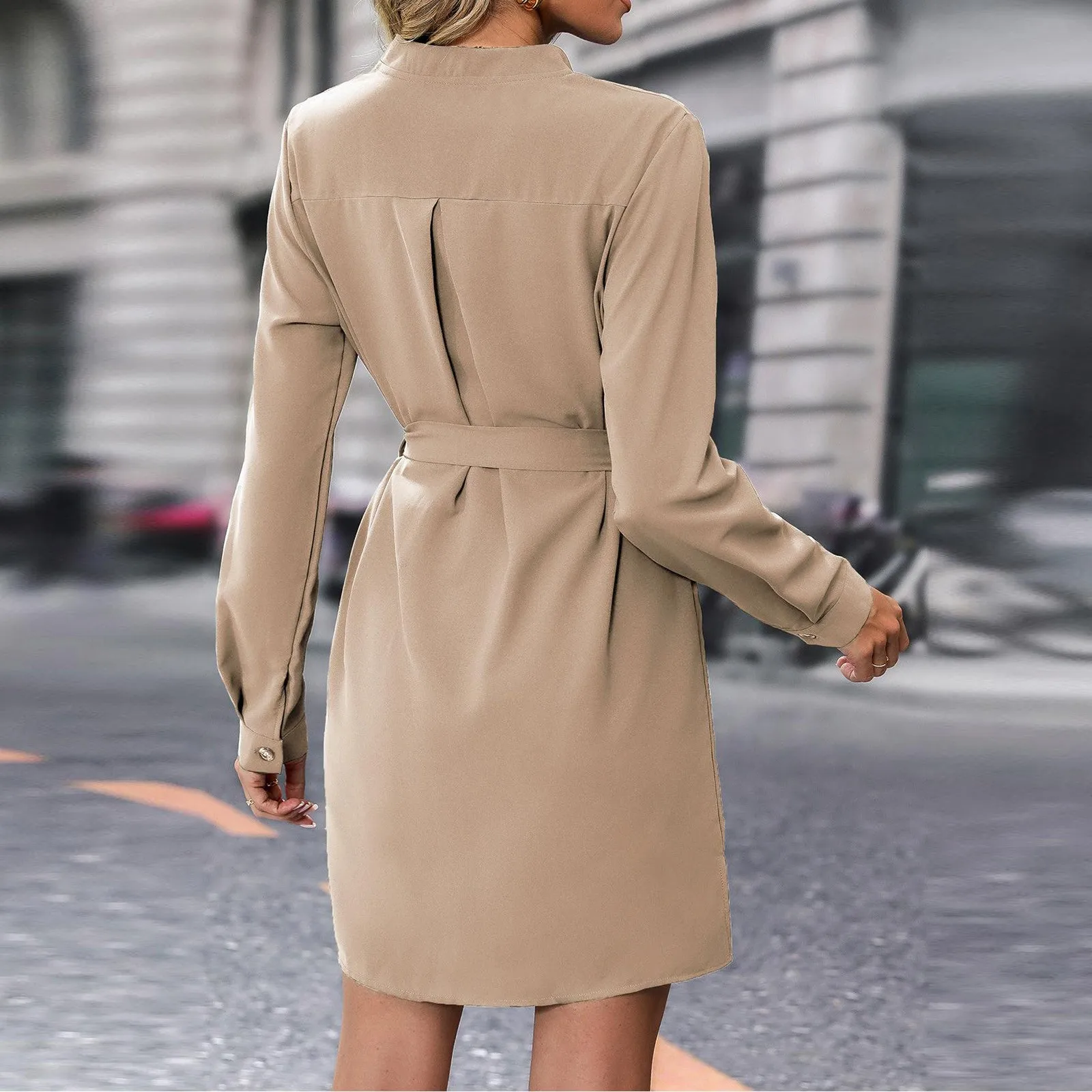 สตรีแฟชั่นแขนยาว Tie สีทึบเสื้อสเวตเตอร์ถัก Vestidos Para Mujer หญิงชุด Roupas Femininas ใหม่