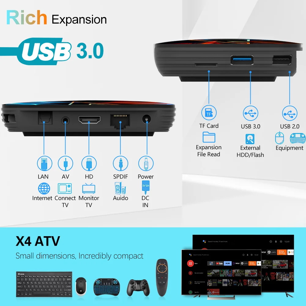 スマートTVボックスAmlogic s905x4,VONTAR-X4インチ,Android 11.0,Google音声入力,4k,av1,1000m lan,wifi,ddr3,4gb,emmc,32g