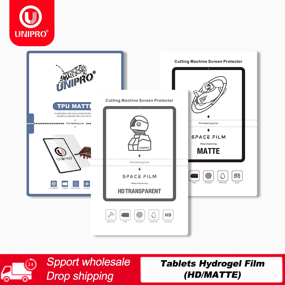 

UNIPRO 10 20Pcs Tablets Pad HD Clear Matte Hydrogel Film for Cutter 11 12.9 inch LCD Screen Protector Front Film Cutting Machine