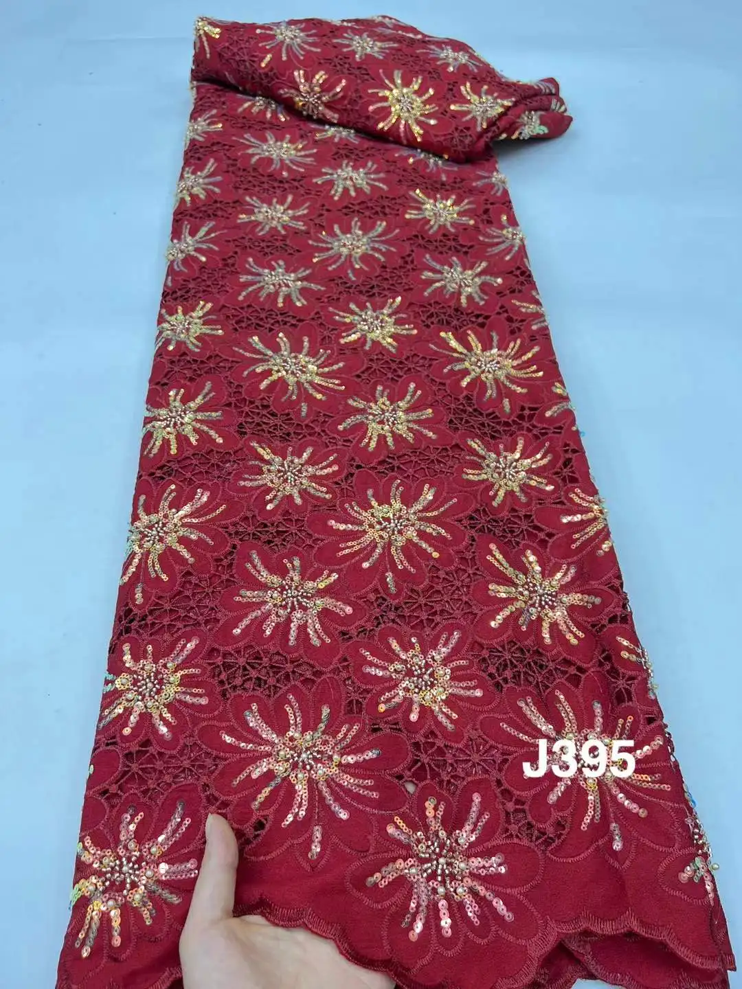 

African Guipure Lace Fabric Sequins Beaded Embroidery Lace Nigerian Bridal 2025 High Quality French Cord Lace Fabric For Dresses