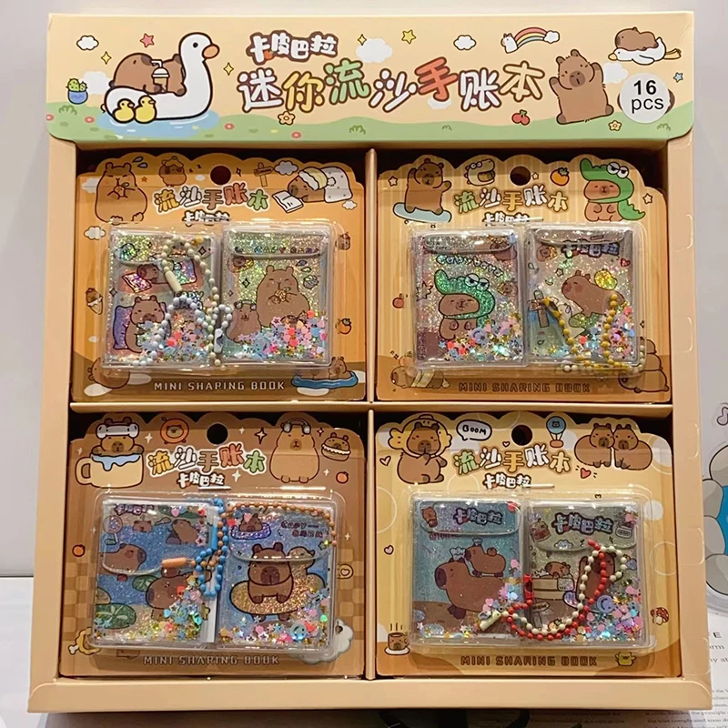 4Set Capybara Treibsand Mini Notebook Set Cartoon tragbare Hand Konto Buch Schule Briefpapier Kindertag Geschenke