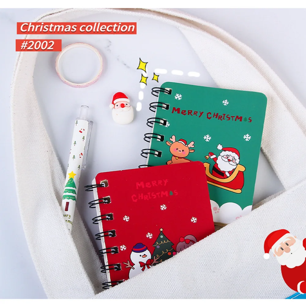 Christmas Decorations A7 Mini Notebook Portable Pocket Notepad Diary Planner Agenda Memo Office School Stationery Kids Gift