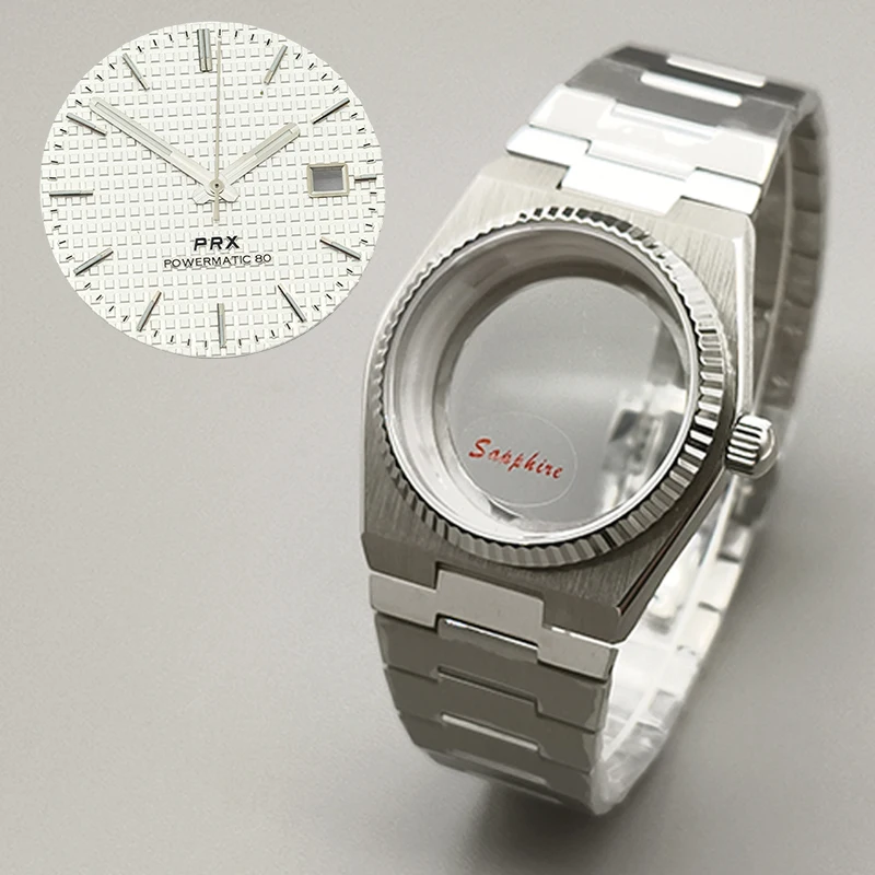 40 مللي متر الفضة PRX سوبر لاعب ساعة والعتاد يناسب 7S26 NH35 NH36 NH38 4R حركة الياقوت الزجاج متعدد الألوان الهاتفي الأيدي أجزاء