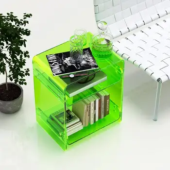壓克力唱片機桌附收納架 – 時尚床頭收納櫃,經久耐用,非常適合臥室、客廳等場所。 6 最佳銷售 亞克力家具 - №2